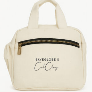 SaveGlobes CotClay Off White Unisex Canvas Lunch Bag for Men and Women