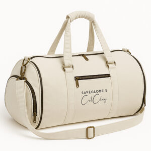 SaveGlobe's CotClay Eco Friendly Off White Canvas Weekender Duffel Bag