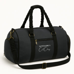 SaveGlobe's CotClay Eco Friendly Grey & Black Canvas Weekender Duffel Bag