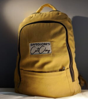 Off white canvas Mango Yellow backpack