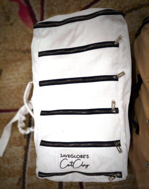 canvas off white multi compartment backpack